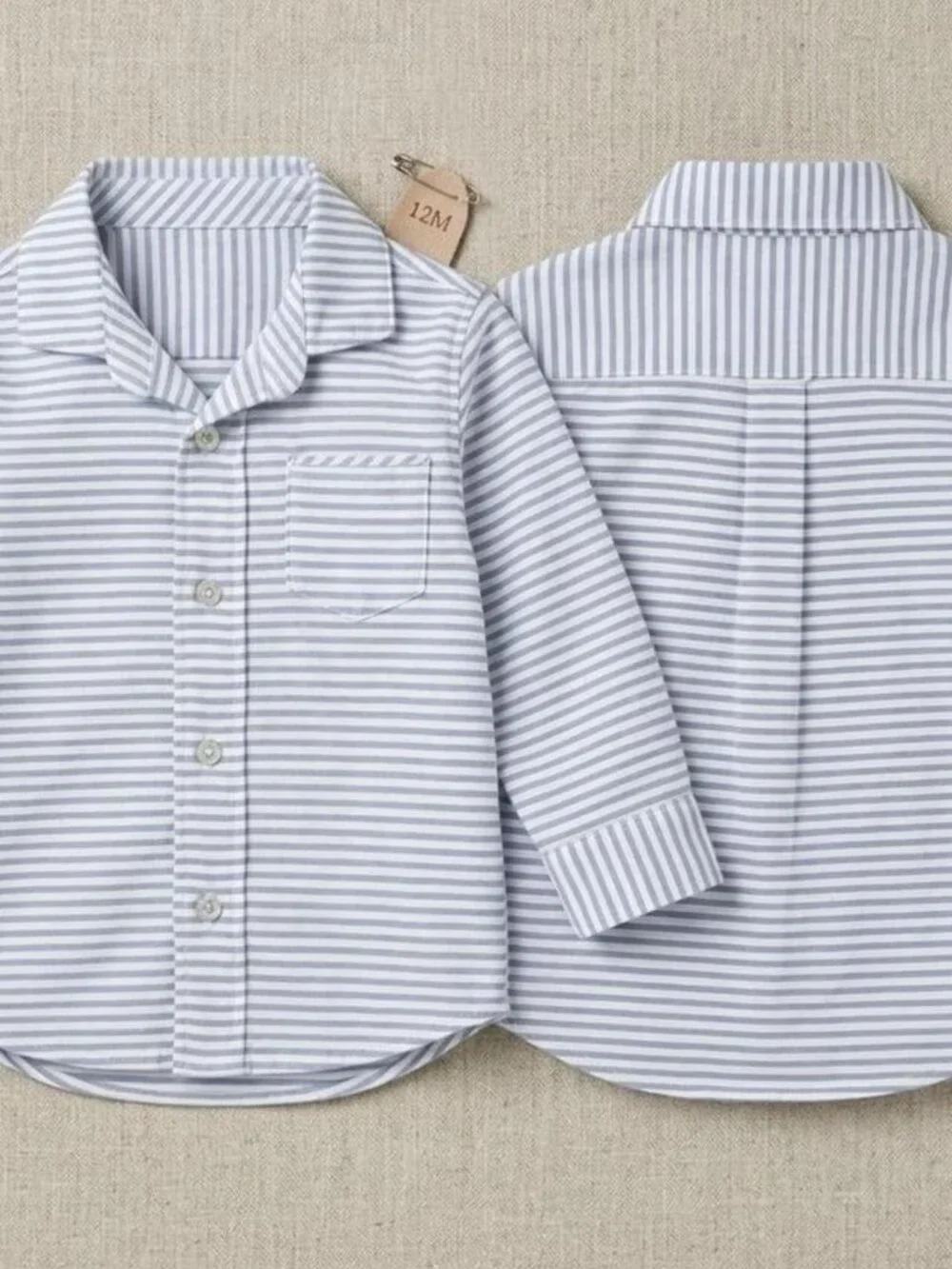 Edgehill Collection Striped Long-Sleeve Button-Down Shirt-12 Mos